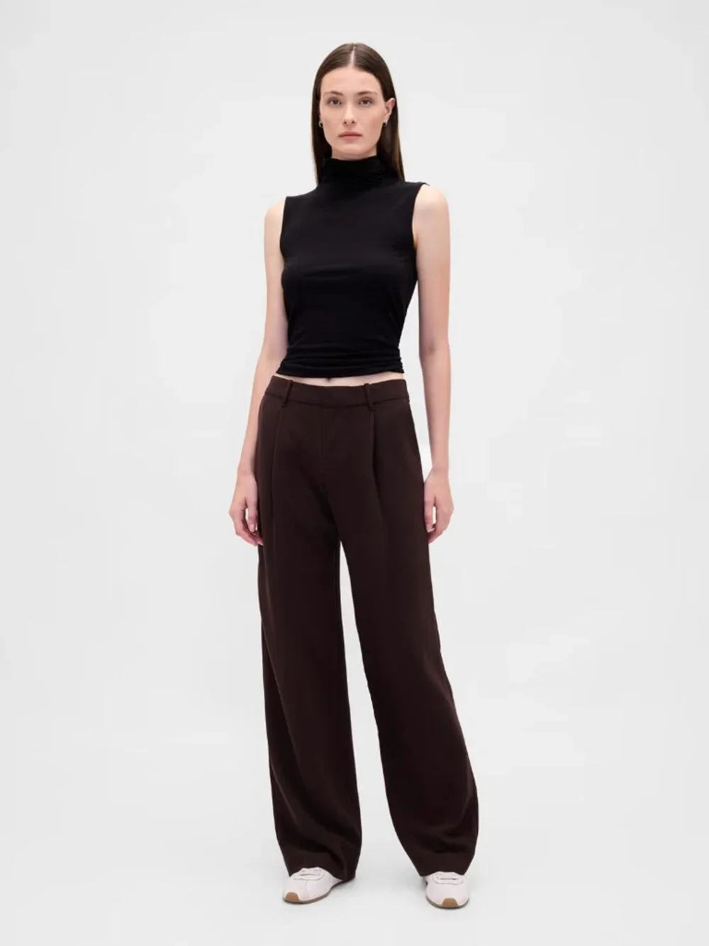 Gap 365 Rise Pleated Wide Leg Trousers, Terra Brown, Size 6, Regular length